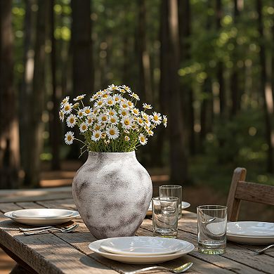 LuxenHome Rustic Gray with Weathered White Finish 12.4-Inch Tall Stoneware Vase for Farmhouse Decor