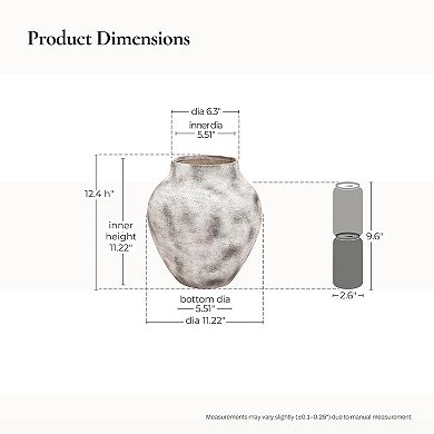 LuxenHome Rustic Gray with Weathered White Finish 12.4-Inch Tall Stoneware Vase for Farmhouse Decor