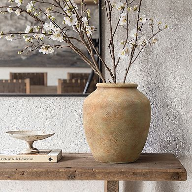 LuxenHome Terracotta 10.4" Vase with Earthy Brown Tones, Accent for Farmhouse or Boho Interiors