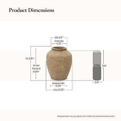LuxenHome Terracotta 10.4" Vase with Earthy Brown Tones, Accent for Farmhouse or Boho Interiors