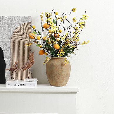 LuxenHome Terracotta 10.4" Vase with Earthy Brown Tones, Accent for Farmhouse or Boho Interiors