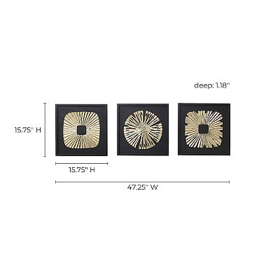 LuxenHome 3-Piece Modern Black & Gold Abstract Metal Wall Art Set, Contemporary Home Decor