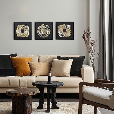 LuxenHome 3-Piece Modern Black & Gold Abstract Metal Wall Art Set, Contemporary Home Decor