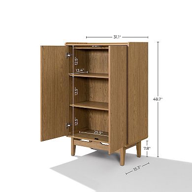 LuxenHome Oak Manufactured Wood 2-Door 31.1" W x 48.7" H Cabinet with Tray Top