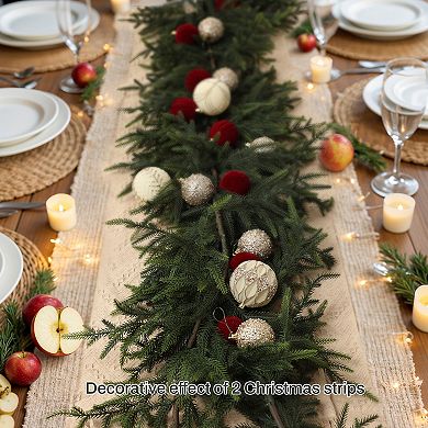 LuxenHome 6.6Ft Long Artificial Garland, Green Christmas Accent for Mantels, Tables & More