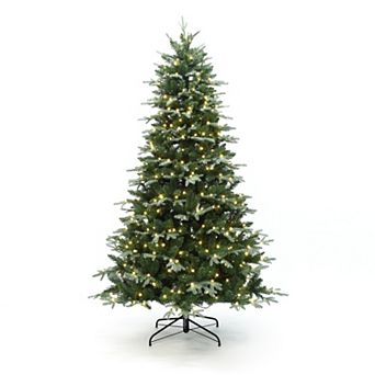 LuxenHome 7Ft Pre-Lit Ball Lights Green Artificial Christmas Tree, Indoor and Outdoor