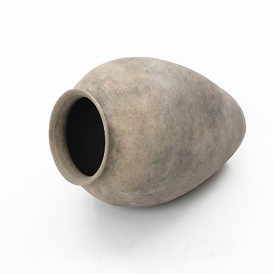 LuxenHome Rustic Ceramic Vase, 17.7" Tall Terracotta Pot with Earthy Gray-Brown Finish, Handcrafted