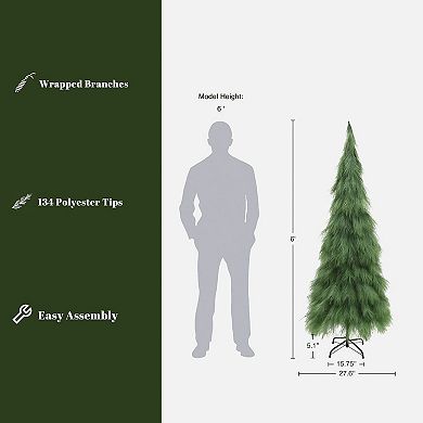 LuxenHome 6Ft Holiday Artificial Pampas Grass Tree in Green