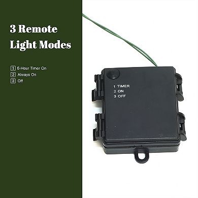 LuxenHome 2-Piece Green Downswept Branches Potted Christmas Tree Set with Battery-Operated Lights
