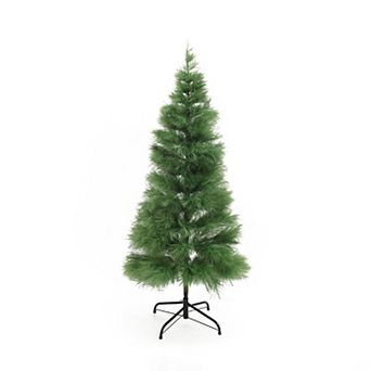 LuxenHome 5Ft Holiday Slim Artificial Pampas Grass Tree in Green