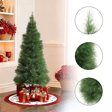 LuxenHome 5Ft Holiday Slim Artificial Pampas Grass Tree in Green