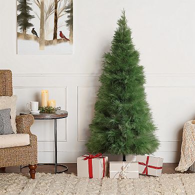LuxenHome 5Ft Holiday Slim Artificial Pampas Grass Tree in Green