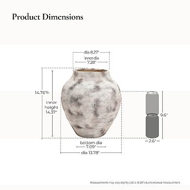 LuxenHome Rustic Gray with Weathered White Finish 14.8-Inch Tall Stoneware Vase for Farmhouse Decor
