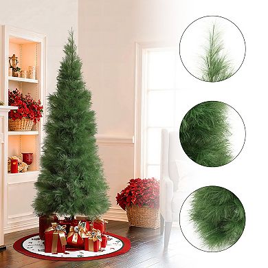 LuxenHome 6Ft Holiday Slim Artificial Pampas Grass Tree in Green