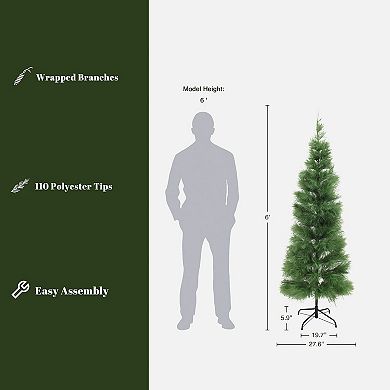 LuxenHome 6Ft Holiday Slim Artificial Pampas Grass Tree in Green