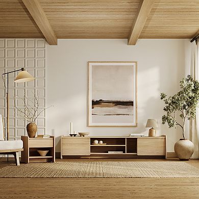 LuxenHome Hazel Oak Manufactured Wood 1-Drawer 1-Shelf 15.5" H End Table and Nightstand