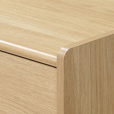 LuxenHome Hazel Oak Manufactured Wood 1-Drawer 1-Shelf 15.5" H End Table and Nightstand