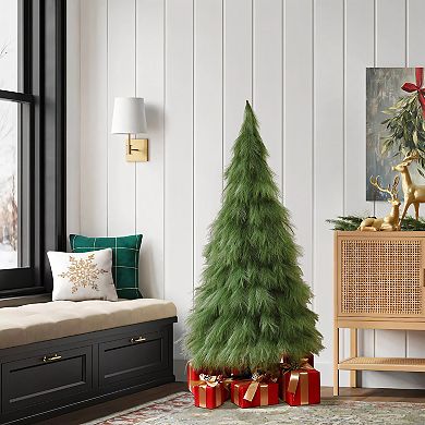 LuxenHome 5Ft Holiday Artificial Pampas Grass Tree in Green