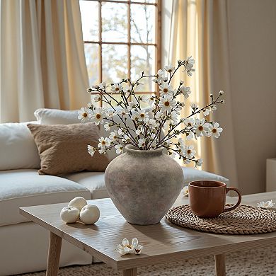 LuxenHome Rustic Ceramic Vase, 10.2" Tall Terracotta Pot with Earthy Gray-Brown Finish, Handcrafted