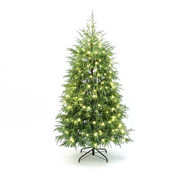ツリーツリーページ LuxenHome 6Ft Pre-Lit Green Full Artificial Cedar Christmas Tree