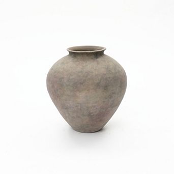 LuxenHome Rustic Ceramic Vase, 12.6" Tall Terracotta Pot with Earthy Gray-Brown Finish, Handcrafted