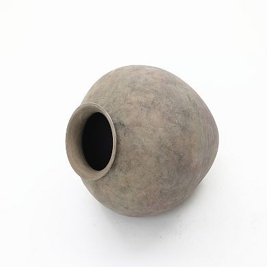 LuxenHome Rustic Ceramic Vase, 12.6" Tall Terracotta Pot with Earthy Gray-Brown Finish, Handcrafted