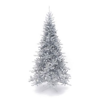 LuxenHome 7.5Ft Silver Christmas Tree with Cool White Lights, Full Pre-Lit Indoor/Outdoor Decor