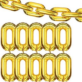 24 pc Set for Jumbo Gold Foil Hip Hop Chain Balloons, 80s & 90s Themed Birthday Party Arch Decor