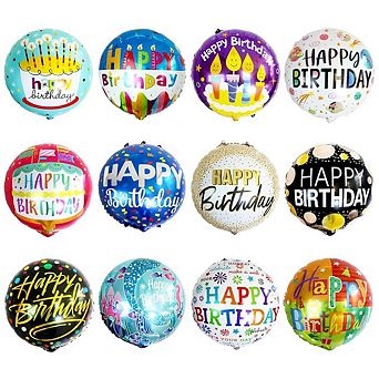 Birthday Foil Balloon Pack 24 pc Balloons in Mixed Designs for Party Decor