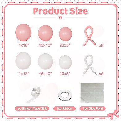 Coquette Birthday Decor Kit Pink Bow Balloon 146pcs Arch with Pink & White Garland for Parties