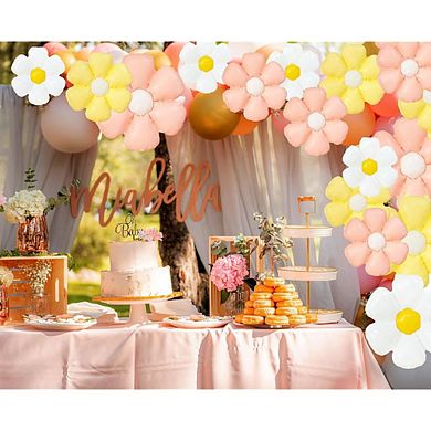 15 Piece Boho Flower Balloon Set in Blush, Sunflower, and Ivory for Hippie Themed Weddings Party