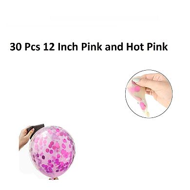 Sweet 16 Balloons Pink & Hot Pink With Confetti & "16" Prints 30-Pack For Birthday Party Decor