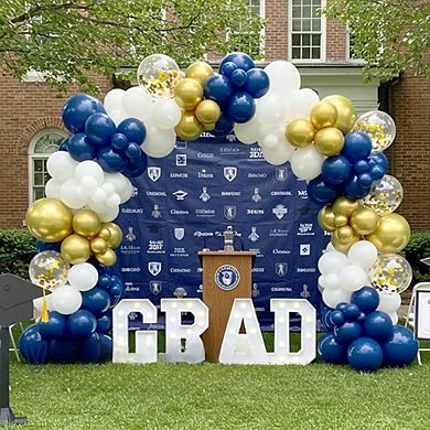 Navy Blue Balloon Garland White, Gold & Star Foils 96pcs for Nautical Party Decor & Events