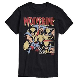 Big & Tall Marvel Wolverine Retro Comic Panels Distressed Graphic Tee