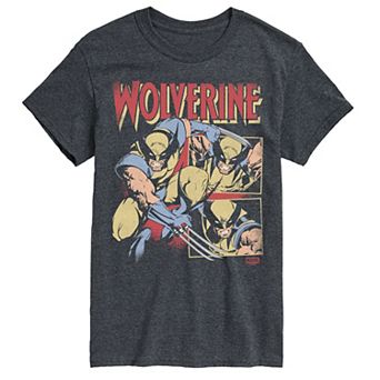 Big & Tall Marvel Wolverine Retro Comic Panels Distressed Graphic Tee