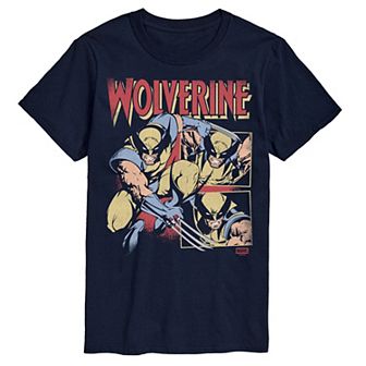 Big & Tall Marvel Wolverine Retro Comic Panels Distressed Graphic Tee