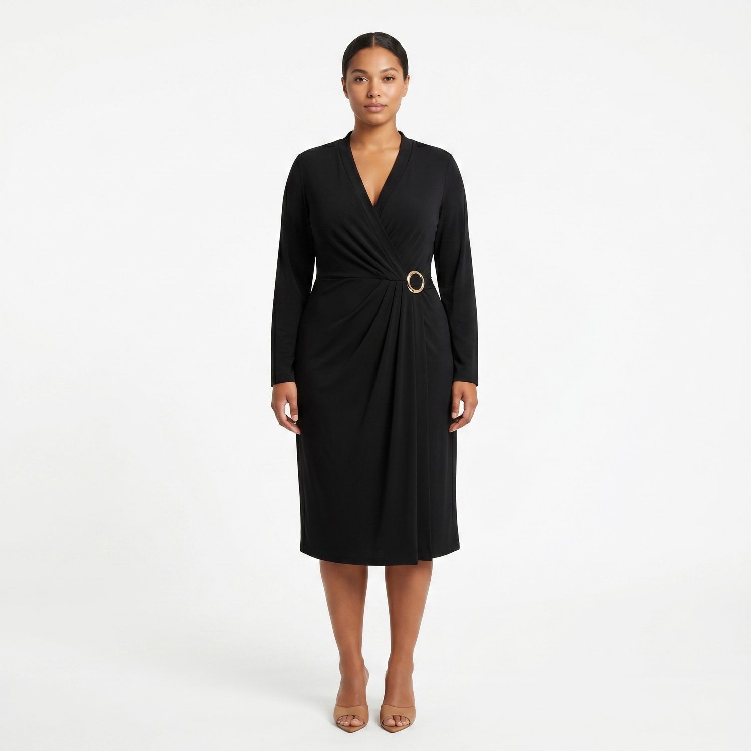 Женские платья Maison Tara Plus Size Maison Tara Faux Wrap Jersey Midi Dress