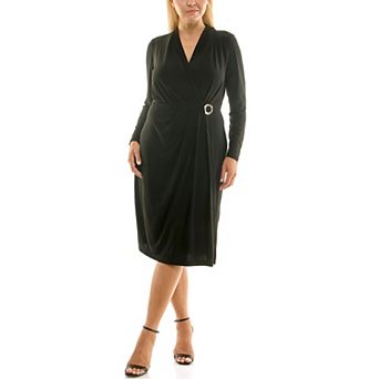 Plus Size Maison Tara Faux Wrap Jersey Midi Dress
