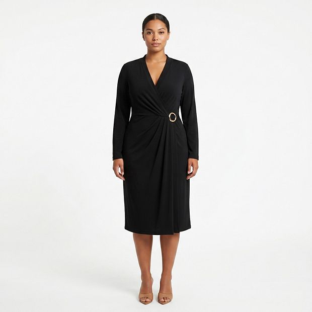 knee length dresses for ladies Buy Idaho Faux Wrap Midi Dress-Multi Color | Dresses for Women main image 0