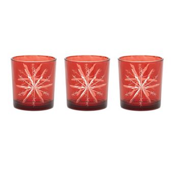Melrose Glass Snowflake Votive Holder Set