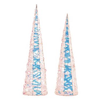 Melrose 2 pc Iridescent LED Tree Outdoor Decor Set
