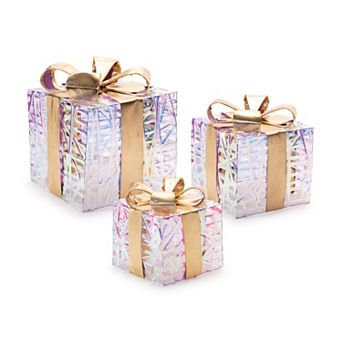 Melrose 3 pc LED Woven Gift Boxes with Bow Set