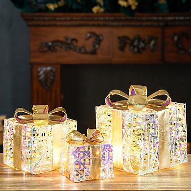 Melrose 3-pc. LED Woven Gift Boxes with Bow Set