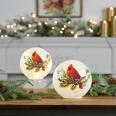Melrose 2-pc. LED Cardinal Pine Globe Table Decor Set