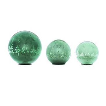 Melrose 3 pc LED Pine Tree Globe Table Decor Set