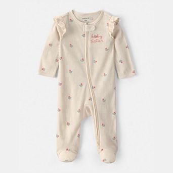 Baby Girl Carter's Ribbed Snug Fit Sleep & Play Pajamas