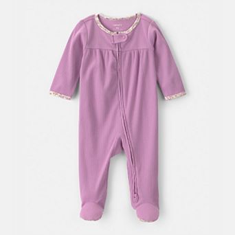 Baby Girl Carter's Ribbed Snug Fit Sleep & Play Pajamas