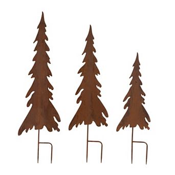 Melrose Pine Tree Stake Outdoor Decor Set of 3