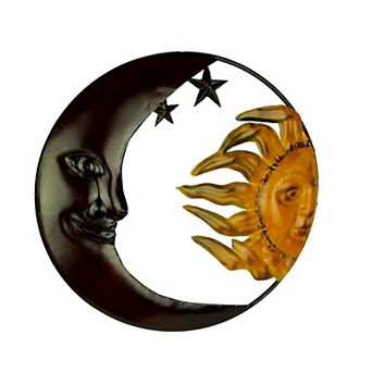 Metal Art Celestial Sun and Moon Indoor Outdoor Wall Decor