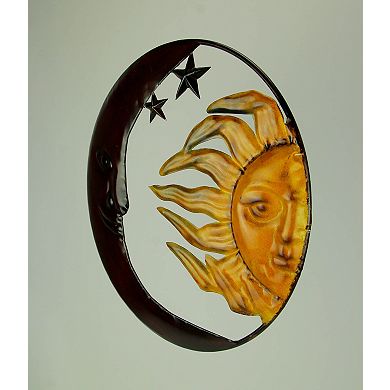 Metal Art Celestial Sun and Moon Indoor Outdoor Wall Decor